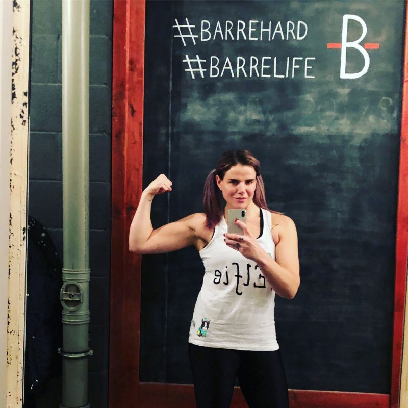 Pixie Tenenbaum at the Barre Workout selfie mirror in newcastle